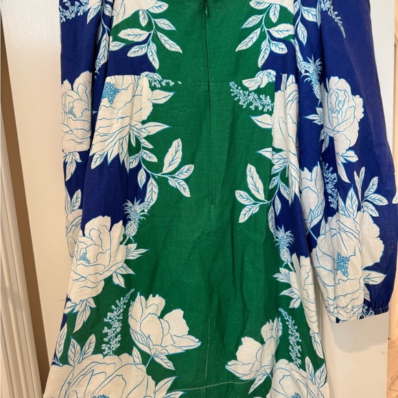 J4. Farm Rio Soft Garden Mini Dress Linen Blend Long Sleeve - Picture 8 of 13